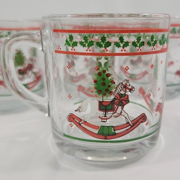Anchor Hocking Christmas Memories Holly Rocking Horse Drink Glasses - Set of 4 - Picture 16 of 16